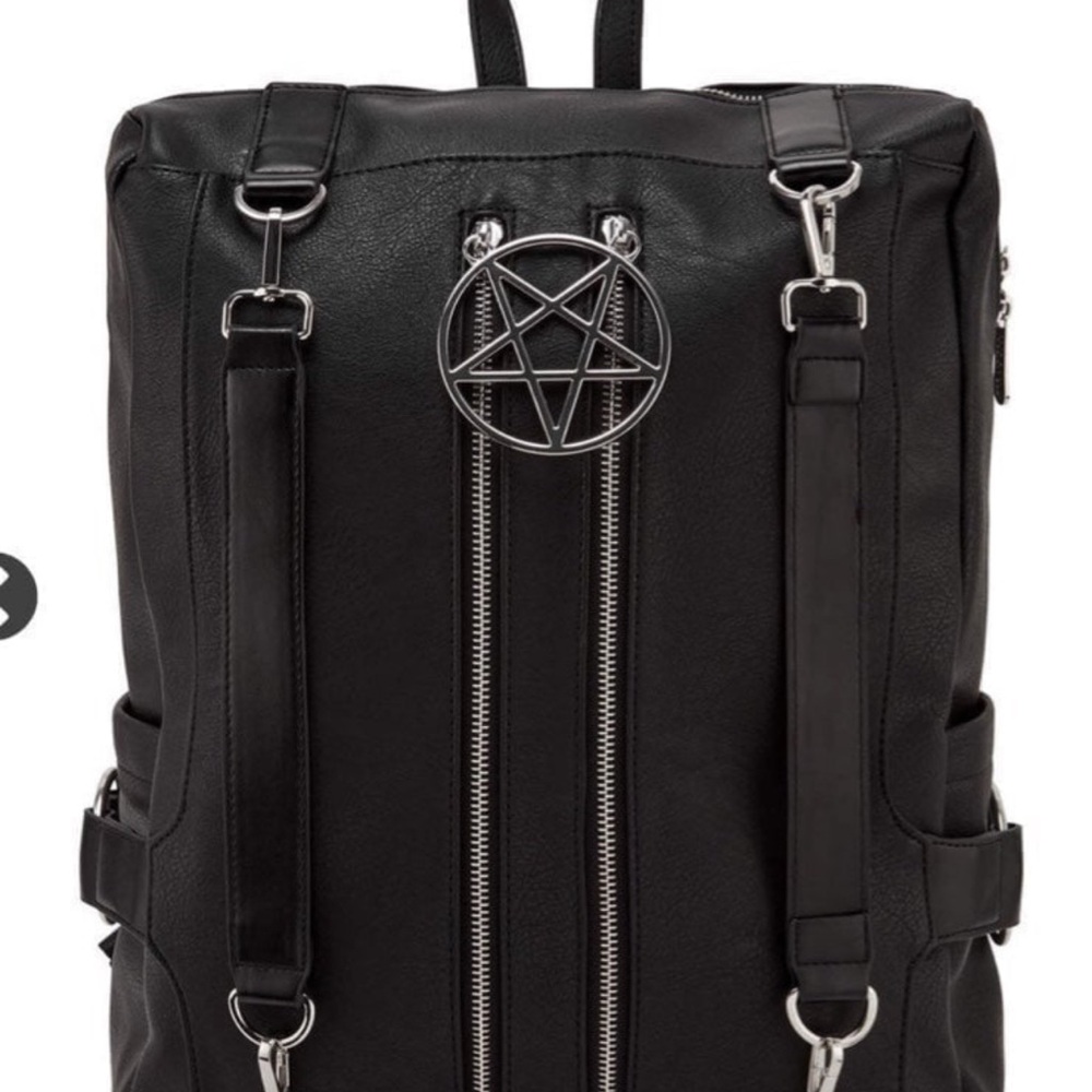 Killstar Hell Awaits black faux leather backpack with pentagram - Picture 2 of 5